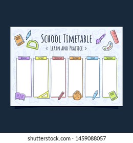 weekly school timetable with colored line icon
