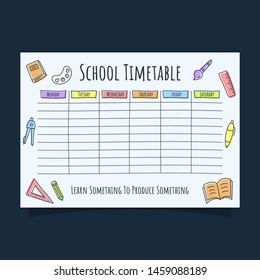 weekly school timetable with colored line icon