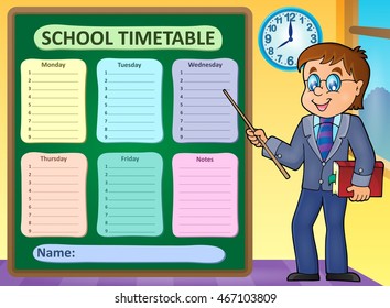 Weekly school timetable concept 6 - eps10 vector illustration.
