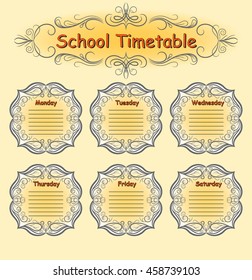 Weekly school timetable. Schedule. Back to school.