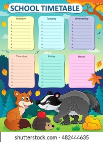 Weekly school timetable subject 1 - eps10 vector illustration.