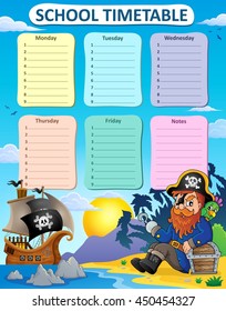 Weekly school timetable thematics 6 - eps10 vector illustration.