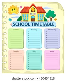 Weekly school timetable thematics 7 - eps10 vector illustration.