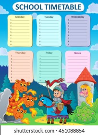 Weekly school timetable thematics 9 - eps10 vector illustration.