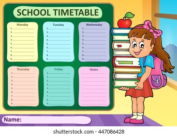 Weekly school timetable theme 4 - eps10 vector illustration.