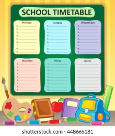 Weekly school timetable topic 6 - eps10 vector illustration.