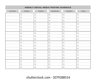 Weekly Social Media Content Schedule Planner for Handwriting Ideas Checklist Calendar Business Organizer Post Marketing 