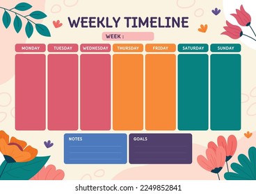 Weekly Timeline Progress Chart of Business Project