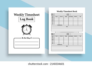 Weekly Timesheet Notebook Interior. Office Employee Incoming And Outgoing Time Tracker Journal Template. Interior Of A Log Book. Weekly Office Time Management And Work Time Tracker Notebook.