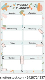 
Weekly vertical planner with cute abstract shapes