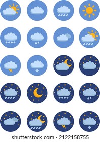 Weekly weather forecast, illustration, vector on a white background.