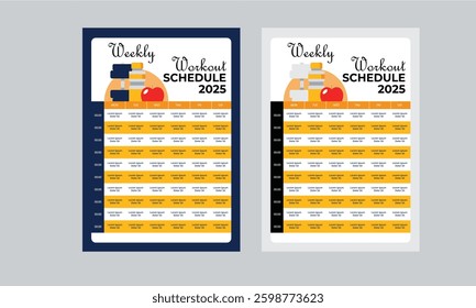 Weekly Workout Schedule, Event Schedule layout design template with unique design style concept	