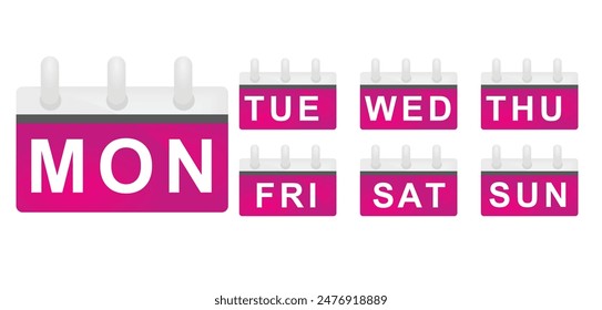 Weeks days web buttons. vector