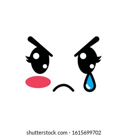 weeping and angry face cartoon design, Kawaii expression cute character funny and emoticon theme Vector illustration
