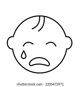 Weeping baby Outline Vector Icon which can easily modify or edit

