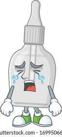 A weeping bottle with pipette cartoon character concept