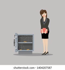 Weeping business woman under a lot of trouble. Business concept