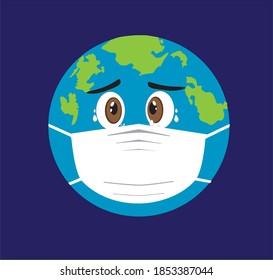 diseño de tierra llorando y usando una máscara
