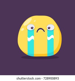 Weeping emoji character. Vector flat style.