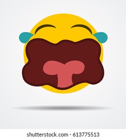 Weeping emoticon in a flat design