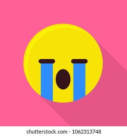 Weeping emoticon icon. Flat illustration of weeping emoticon vector icon for web
