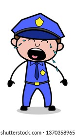 Weeping - Retro Cop Policeman Vector Illustration