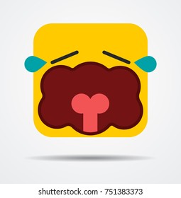 Weeping square emoticon in a flat design