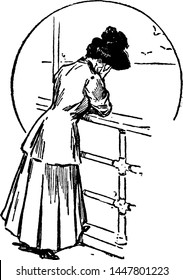 Weeping, vintage engraved illustration drawing