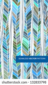 Weeping willow with blue leaves seamless vector pattern.