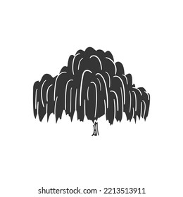 Weeping Willow Icon Silhouette Illustration. Tree Vector Grafik Piktogramm Symbol Clip Art. Doodle Sketch Black Sign.