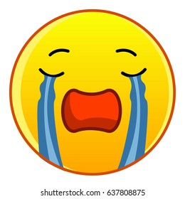 Weeping yellow emoticon icon. Cartoon illustration of weeping yellow emoticon vector icon for web