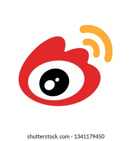 Weibo. Icon of eye symbol with shadow. Vector illustration