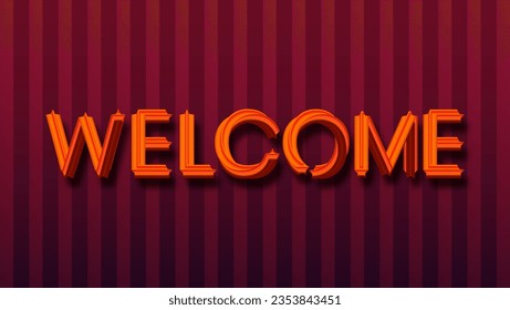 Weicome text effect with red background illustration suitable for greeing card, poster 
