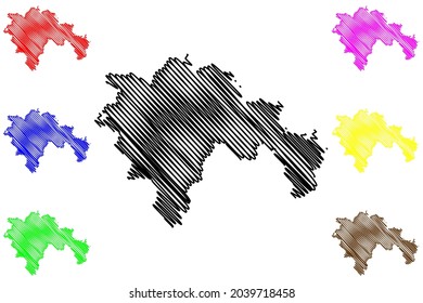 Weiden in der Oberpfalz city (Federal Republic of Germany, Urban district Upper Palatinate, Free State of Bavaria) map vector illustration, scribble sketch Weiden i.d.OPf map