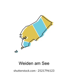 Weiden am Ver Mapa da cidade Ilustração isolada do administrativo simplificado, mapa da Áustria Modelo de projeto do país