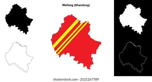 Weifang blank outline map set