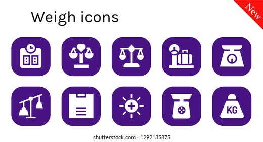  weigh icon set. 10 filled weigh icons. Simple modern icons about  - Scale, Balance, Weights, Weight