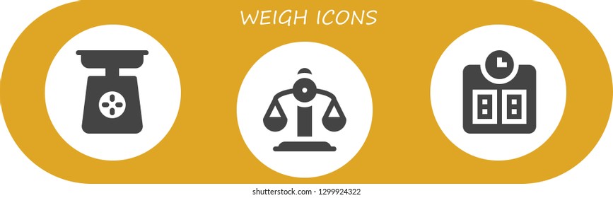  weigh icon set. 3 filled weigh icons.  Simple modern icons about  - Scale, Balance