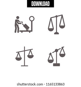 weigh icon. This set with balance and scale vector icons for mobile and web