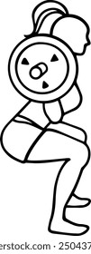 Weigh lifting outline black and white illustration in vector icon