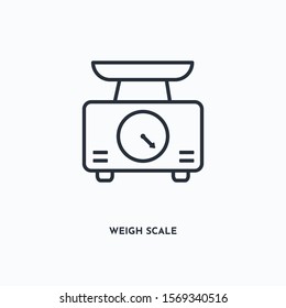 weigh scale outline icon. Simple linear element illustration. Isolated line weigh scale icon on white background. Thin stroke sign can be used for web, mobile and UI.