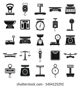 Weigh scales tool icons set. Simple set of weigh scales tool vector icons for web design on white background