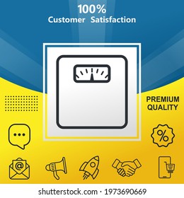 Weigh vector glyph color icon. With yellow and blue background option