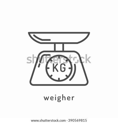 Weigher icon. Slimming loss weight and balanced healthy rational diet concept