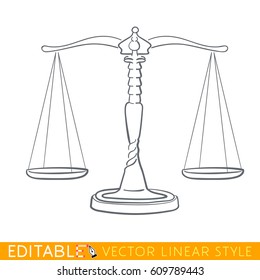 Weigher or scales Themis icon Editable line sketch. Stock vector illustration