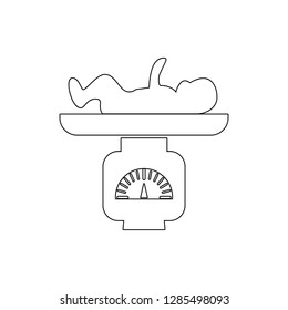 weighing a child icon. Element of cyber security for mobile concept and web apps icon. Thin line icon for website design and development, app development