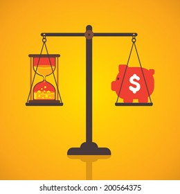 weighing or compare or exchange time to money  concept vector