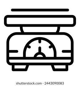 Symbol-Umrissvektor des Wiegegeräts. Küchenwaage-Werkzeug. Portioniergerät messen