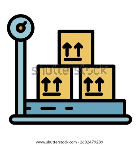 Weighing goods icon. Outline weighing goods vector icon color flat isolated