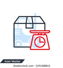 ilustración vectorial del logotipo del icono de pesaje. plantilla de símbolo de los paquetes de carga pesada para la colección de diseño gráfico y web